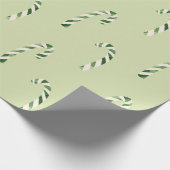 Groene Waterverf Candy Canes kerstpatroon Cadeaupapier (Hoek)
