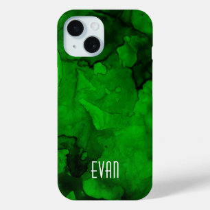 Groene Waterverf iPhone 15 Case