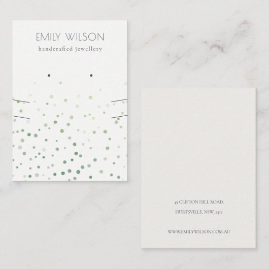 Groene Waterverf Confetti die Ketting verdient Visitekaartje (Voorkant / Achterkant)