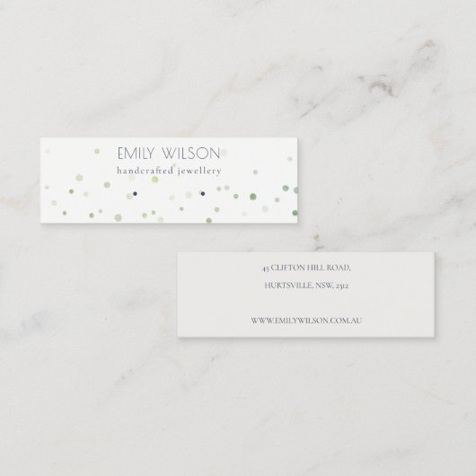 Groene Waterverf Confetti Stud oorscherm Mini Visitekaartje (Voorkant / Achterkant)