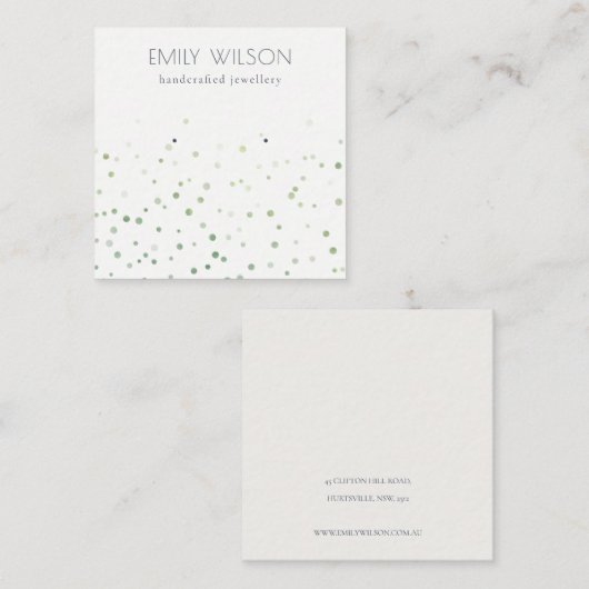 Groene Waterverf Confetti Stud oorscherm Vierkante Visitekaartje (Voorkant / Achterkant)
