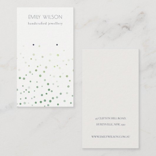 Groene Waterverf Confetti Stud oorscherm Visitekaartje (Voorkant / Achterkant)