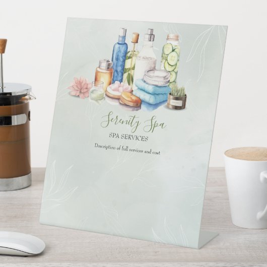 Groene Waterverf Dag Spa en Wellness Reclamebord Met Voetstuk (Insitu)