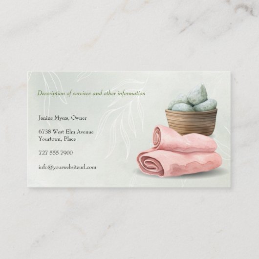 Groene Waterverf Dag Spa en Wellness Visitekaartje (Achterkant)