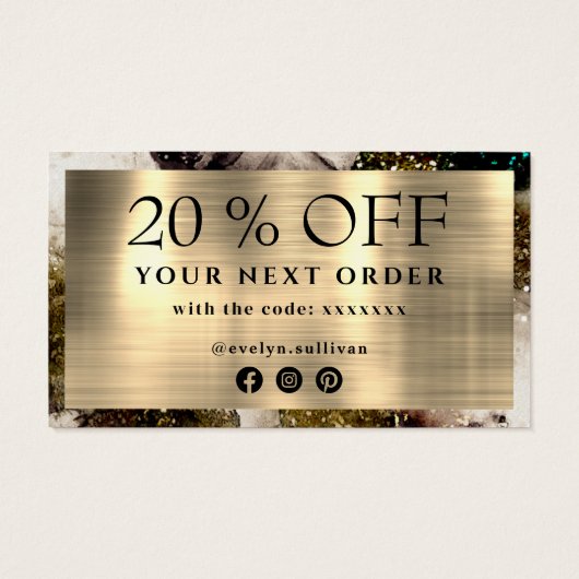 Groene waterverf dank u kortingskaart visitekaartje (Achterkant)