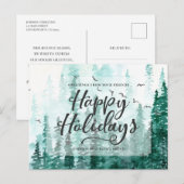 Groene Waterverf dennenbomen | Prettige feestdagen (Voorkant / Achterkant)