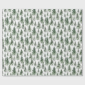 Groene Waterverf dennenbos op wit Cadeaupapier (Vlak)