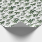 Groene Waterverf dennenbos op wit Cadeaupapier (Hoek)