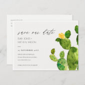 GROENE WATERVERF DESERT CACTUS BEWAREN DE DATUM AANKONDIGINGSKAART (Voorkant / Achterkant)