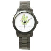 GROENE WATERVERF DESERT CACTUS BEWAREN DE DATUM-VE HORLOGE (Voorkant)