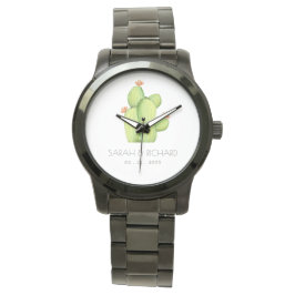 GROENE WATERVERF DESERT CACTUS BEWAREN DE DATUM-VE HORLOGE