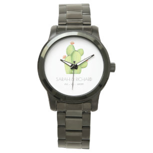 GROENE WATERVERF DESERT CACTUS BEWAREN DE DATUM-VE HORLOGE