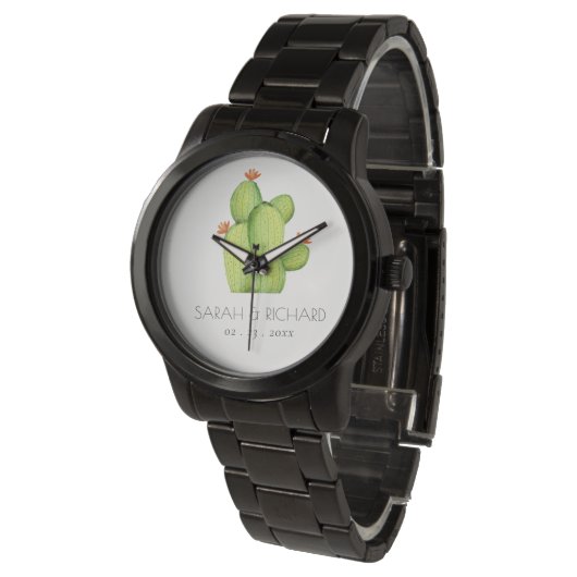 GROENE WATERVERF DESERT CACTUS BEWAREN DE DATUM-VE HORLOGE (Gekanteld)