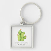 GROENE WATERVERF DESERT CACTUS BEWAREN DE DATUM-VE SLEUTELHANGER (Voorkant)