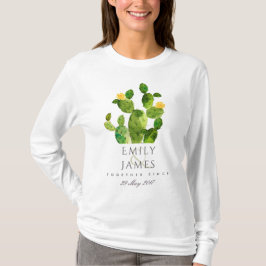 GROENE WATERVERF DESERT CACTUS BEWAREN DE DATUM-VE T-SHIRT