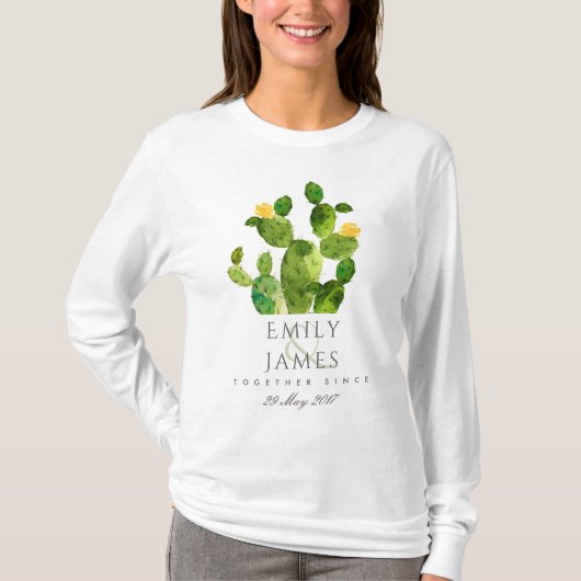 GROENE WATERVERF DESERT CACTUS BEWAREN DE DATUM-VE T-SHIRT (Voorkant)