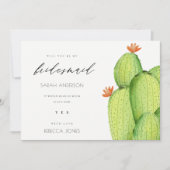 GROENE WATERVERF DESERT CACTUS FLOWER BRIDESMAID KAART (Voorkant)