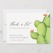 GROENE WATERVERF DESERT CACTUS FLOWER DANK U BEDANKKAART (Voorkant)