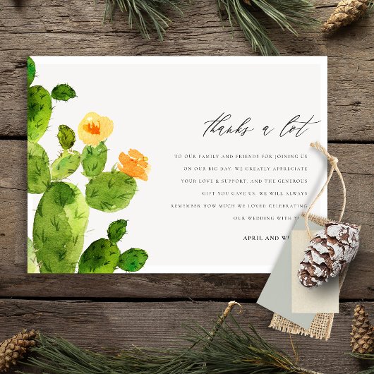 GROENE WATERVERF DESERT CACTUS FLOWER DANK U BEDANKKAART