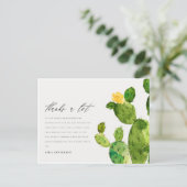 GROENE WATERVERF DESERT CACTUS FLOWER DANK U BRIEFKAART (Staand voorkant)