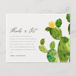 GROENE WATERVERF DESERT CACTUS FLOWER DANK U BRIEFKAART