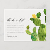 GROENE WATERVERF DESERT CACTUS FLOWER DANK U BRIEFKAART (Voorkant)