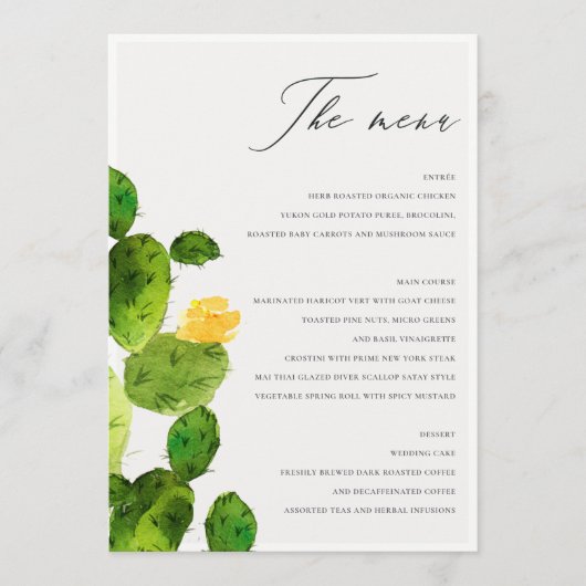 GROENE WATERVERF DESERT CACTUS FLOWER MENU (Voorkant)
