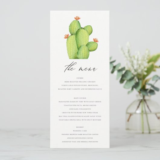 GROENE WATERVERF DESERT CACTUS FLOWER MENU (Staand voorkant)