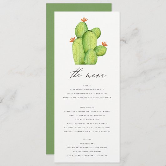 GROENE WATERVERF DESERT CACTUS FLOWER MENU (Voorkant / Achterkant)