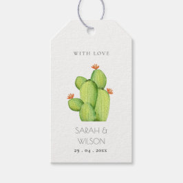 GROENE WATERVERF DESERT CACTUS FLOWER MONOGRAM CADEAULABEL