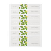 GROENE WATERVERF DESERT CACTUS FLOWER MONOGRAM OMWIKKELBAAR ADRESLABEL (Vel)