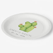 GROENE WATERVERF DESERT CACTUS FLOWER MONOGRAM PAPIEREN BORDJE (Gekanteld)