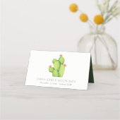 GROENE WATERVERF DESERT CACTUS FLOWER MONOGRAM PLAATSKAARTJE (Achterkant)