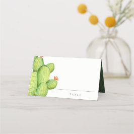 GROENE WATERVERF DESERT CACTUS FLOWER MONOGRAM PLAATSKAARTJE