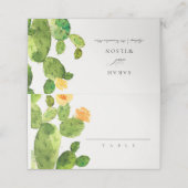 GROENE WATERVERF DESERT CACTUS FLOWER MONOGRAM PLAATSKAARTJE (Buitenkant ongevouwen)