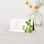 GROENE WATERVERF DESERT CACTUS FLOWER MONOGRAM PLAATSKAARTJE (Achterkant)