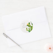 GROENE WATERVERF DESERT CACTUS FLOWER MONOGRAM RONDE STICKER (Envelop)