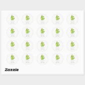 GROENE WATERVERF DESERT CACTUS FLOWER MONOGRAM RONDE STICKER (Vel)