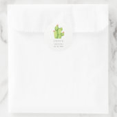 GROENE WATERVERF DESERT CACTUS FLOWER MONOGRAM RONDE STICKER (Tas)