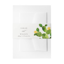 GROENE WATERVERF DESERT CACTUS FLOWER MONOGRAM UITNODIGINGEN WIKKEL