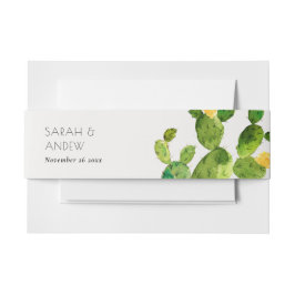 GROENE WATERVERF DESERT CACTUS FLOWER MONOGRAM UITNODIGINGEN WIKKEL