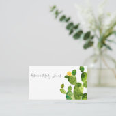 GROENE WATERVERF DESERT CACTUS FLOWER MONOGRAM VISITEKAARTJE (Staand voorkant)