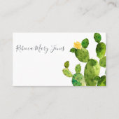 GROENE WATERVERF DESERT CACTUS FLOWER MONOGRAM VISITEKAARTJE (Voorkant)