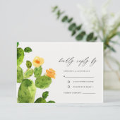 GROENE WATERVERF DESERT CACTUS FLOWER RSVP KAARTJE (Staand voorkant)