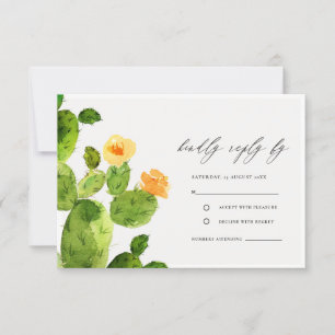 GROENE WATERVERF DESERT CACTUS FLOWER RSVP KAARTJE
