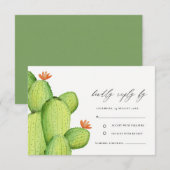GROENE WATERVERF DESERT CACTUS FLOWER RSVP KAARTJE (Voorkant / Achterkant)