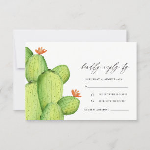 GROENE WATERVERF DESERT CACTUS FLOWER RSVP KAARTJE