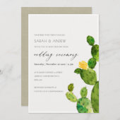 GROENE WATERVERF DESERT CACTUS FLOWER VERLOVING KAART (Voorkant / Achterkant)
