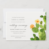 GROENE WATERVERF DESERT CACTUS FLOWER WEDING KAART (Voorkant)