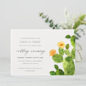 GROENE WATERVERF DESERT CACTUS FLOWER WEDING KAART (Staand voorkant)